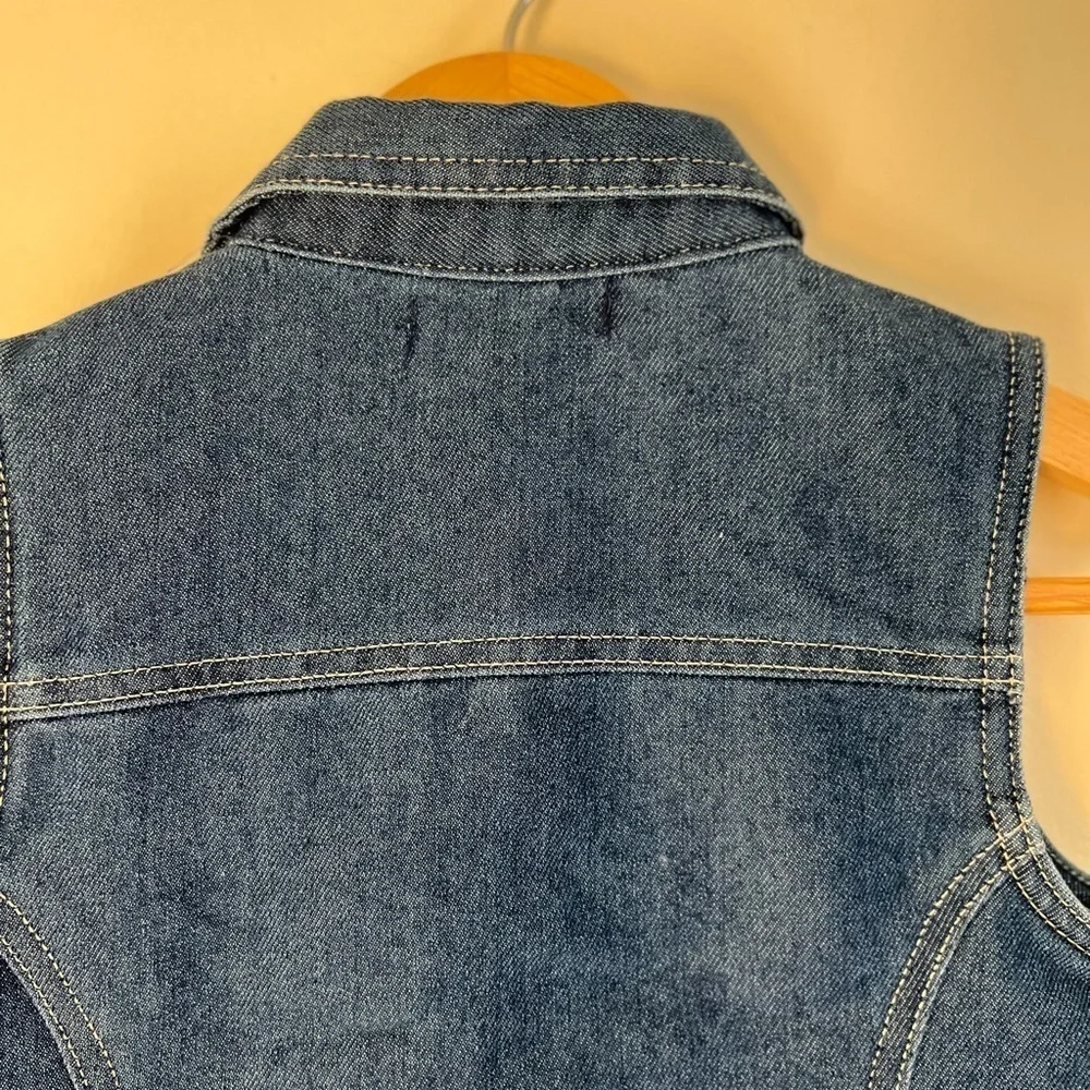 NEW Limited Too‎ Kids Vest sz 8 Blue Denim Button Up Jewelled Cotton Casual